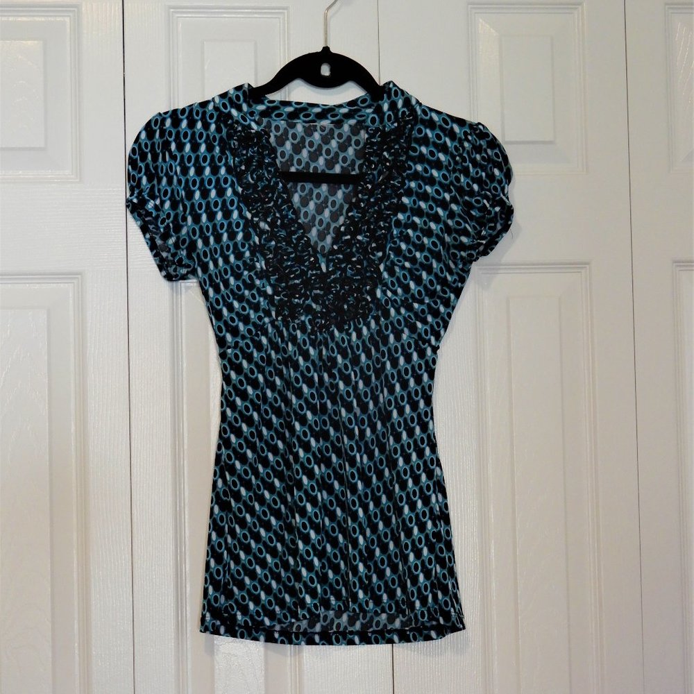 Teal top with ruffles